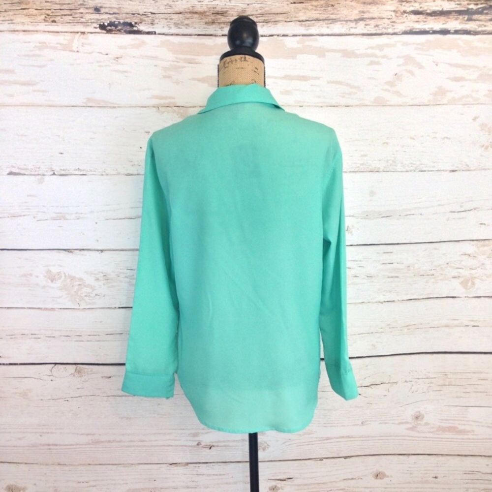 Teal button down - Picture 3 of 4